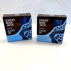 Every Man Jack Glacier Bay Deodorant Soap 5oz Mint & Clay Bar Set of 2 Shower